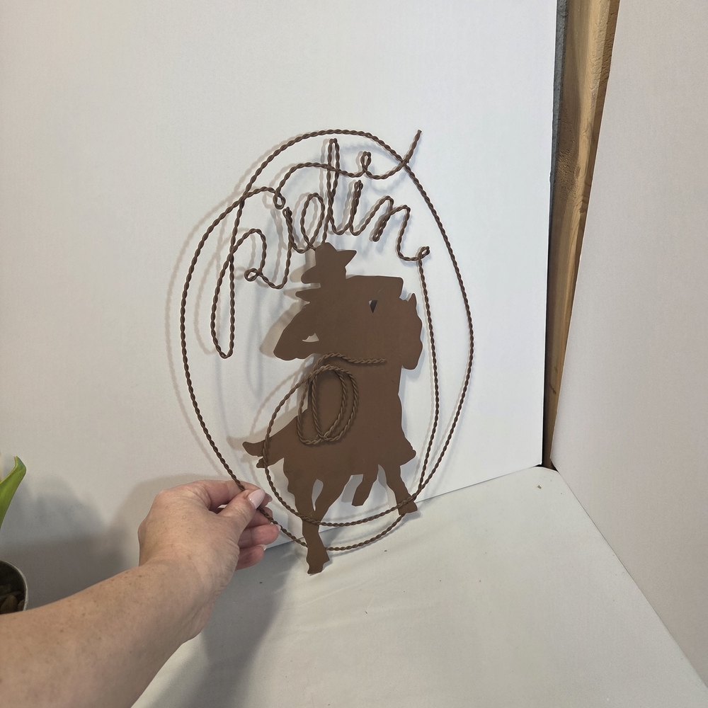 Western Cowboy Metal Wall Art - Brown